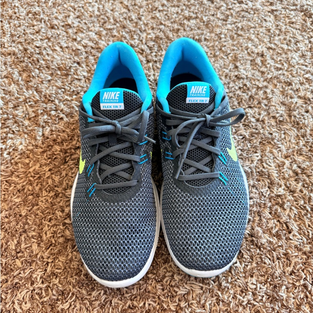 Nike Flex RN 7 Charcoal and Aqua Shoes